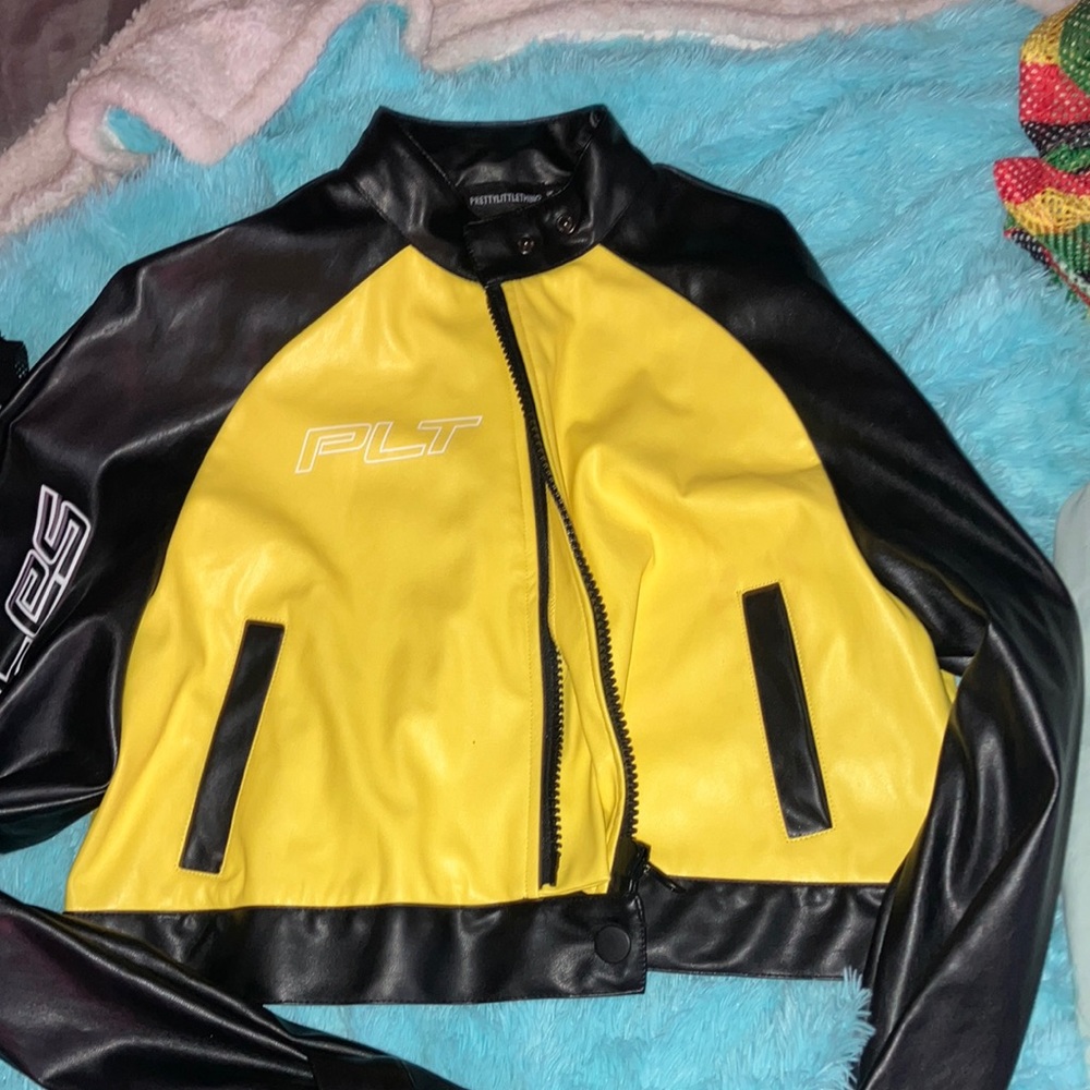 Yellow, black cut off jacket